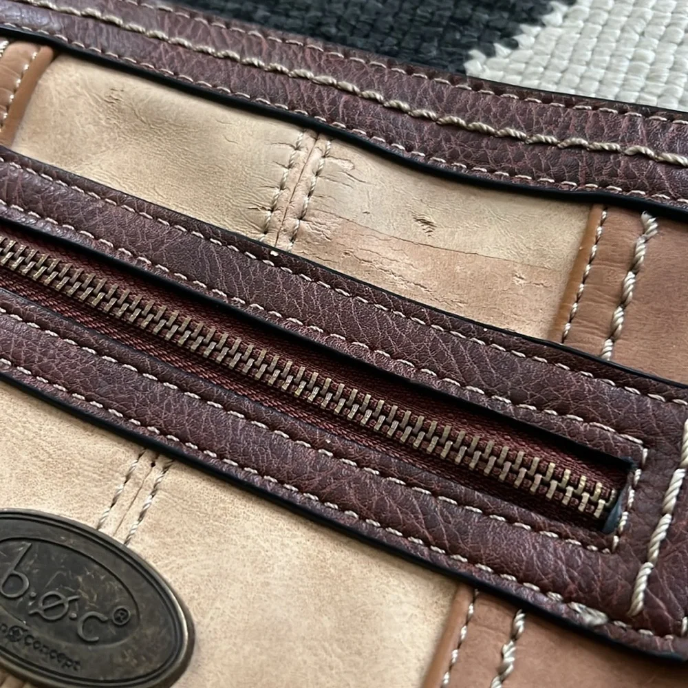 BOC Born Concepts Brown Tan Patchwork Purse Shoulder Bag